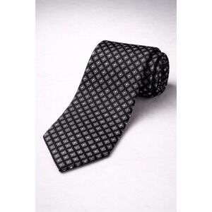 Gianluca Isaia Napoli 7-Fold Silk Tie Black Grey Geometric Diamond Made in Italy